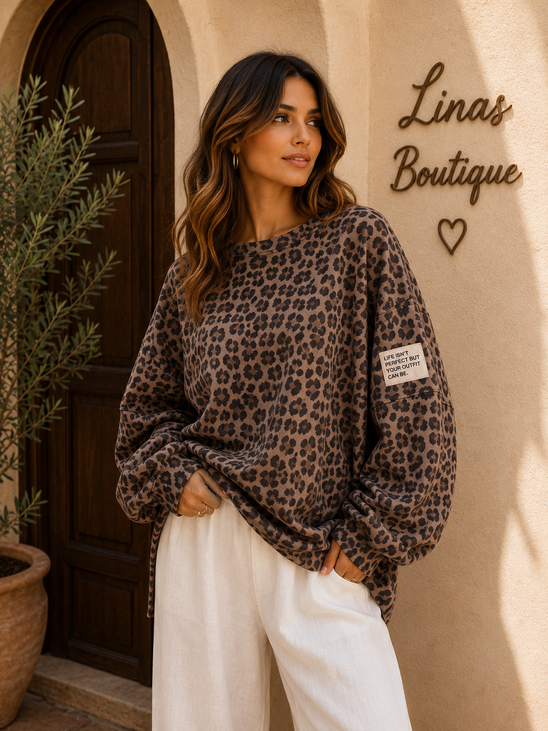 Oversize Sweater Leo hellbraun  Blogger