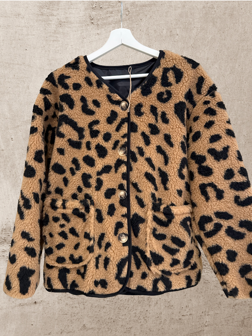 Leo Teddy Jacke Camel Schwarz Damen