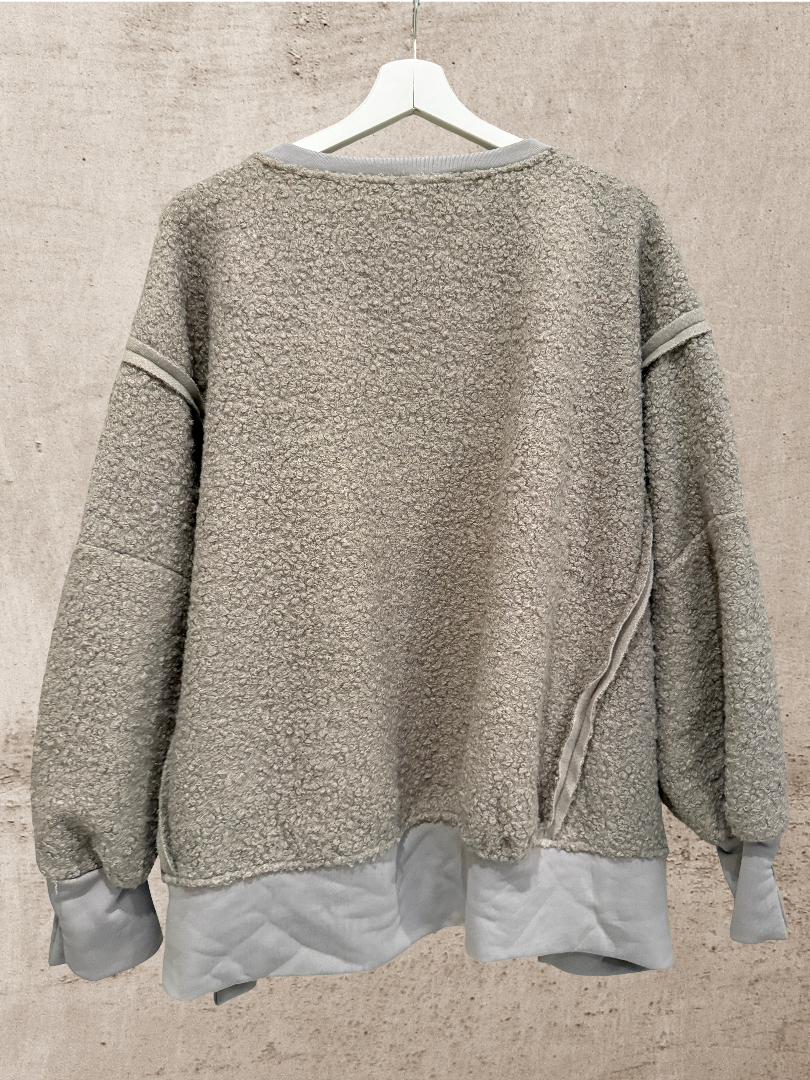 Oversize Teddypulli beige grau Damen