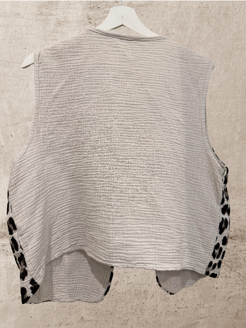 Leo Musselin Weste Damen beige grau