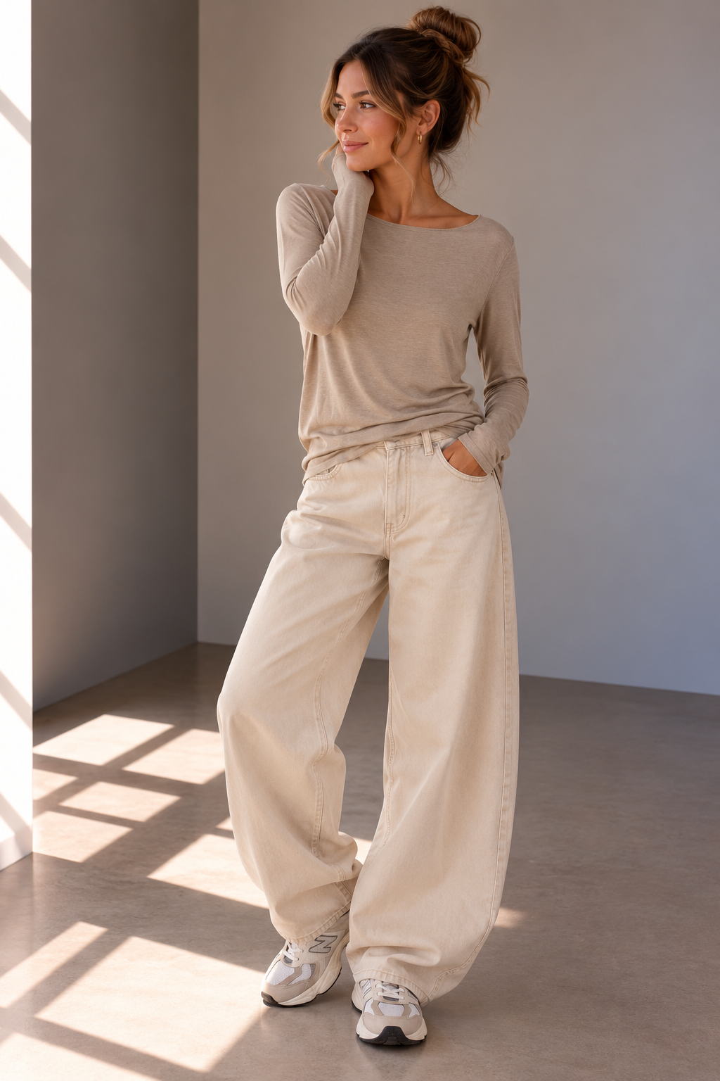 Basic Longsleev beige Damen