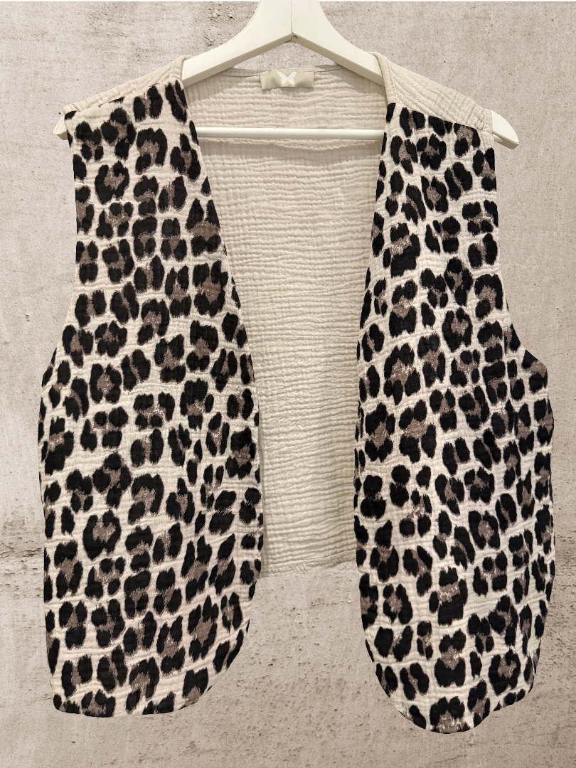 Leo Musselin Weste Damen beige grau