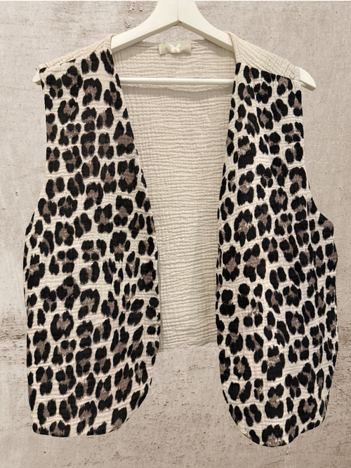 Leo Musselin Weste Damen beige grau