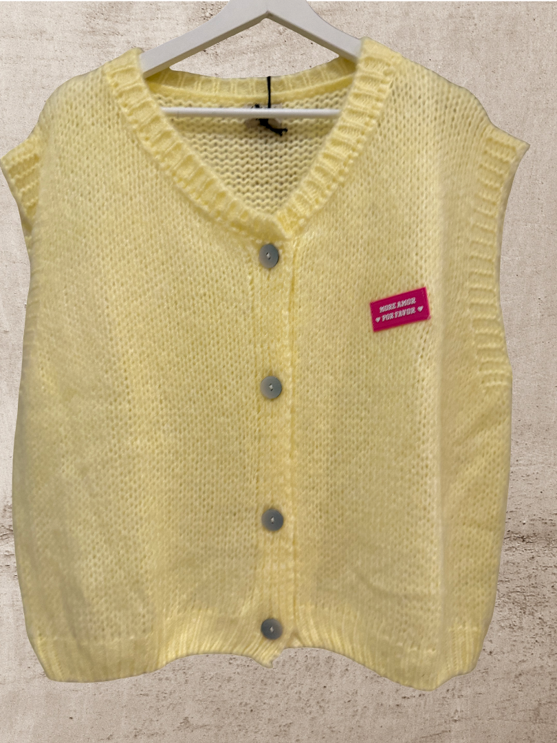 Strickweste Damen gelb Blogger Look Neon