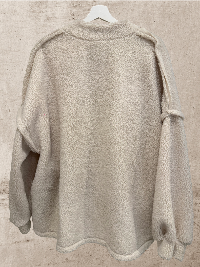 Oversize Teddypulli Teddyjacke Creme Leo Herz