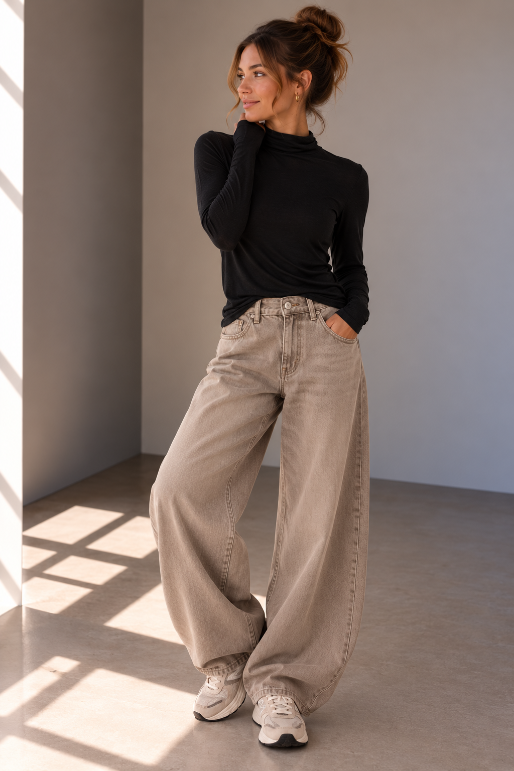 Basic Longsleev schwarz Damen