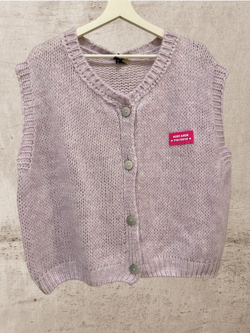 Strickweste Flieder Blogger Look Damen