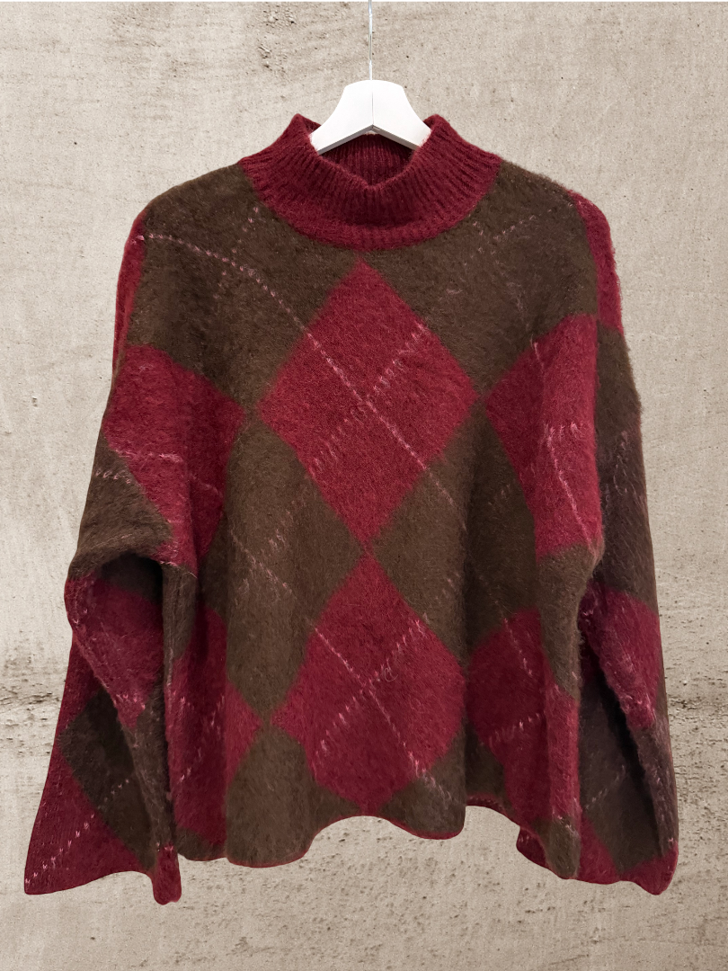 Strickpulli Damen braun rot