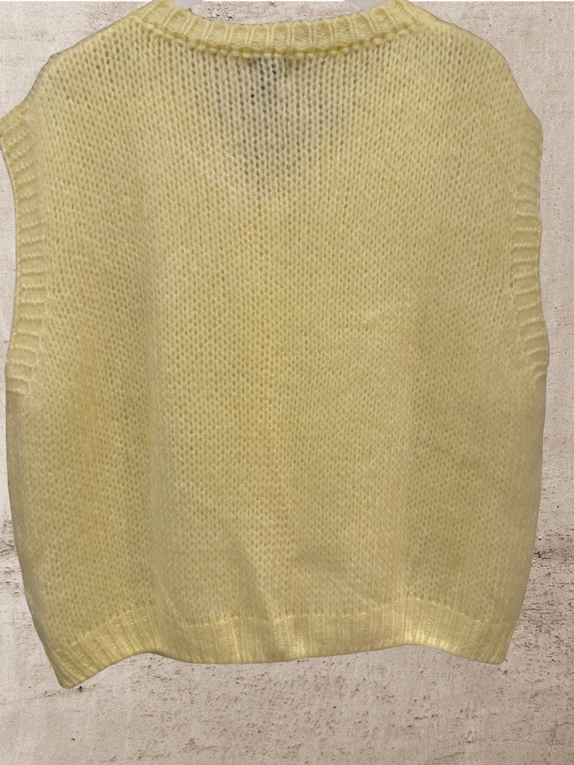 Strickweste Damen gelb Blogger Look Neon