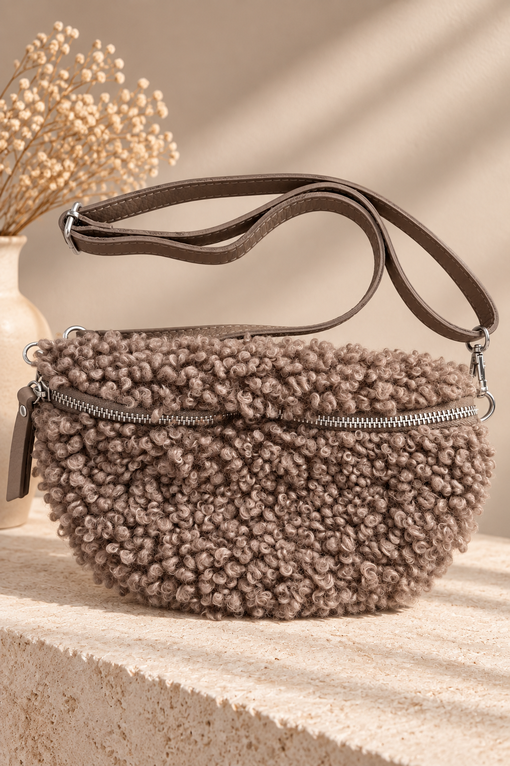 Teddy Tasche Taupe Damen