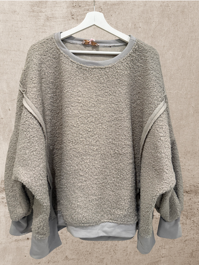 Oversize Teddypulli beige grau Damen