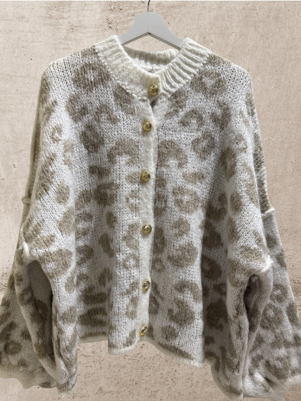 Cardigan Leo Langarm Cremé-Beige