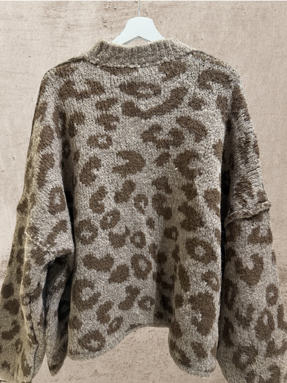 Cardigan Leo Langarm Taupe-Braun