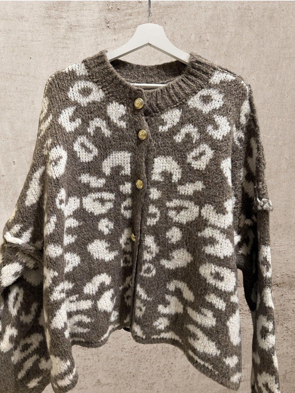 Cardigan Leo Langarm Cremé-Taupe