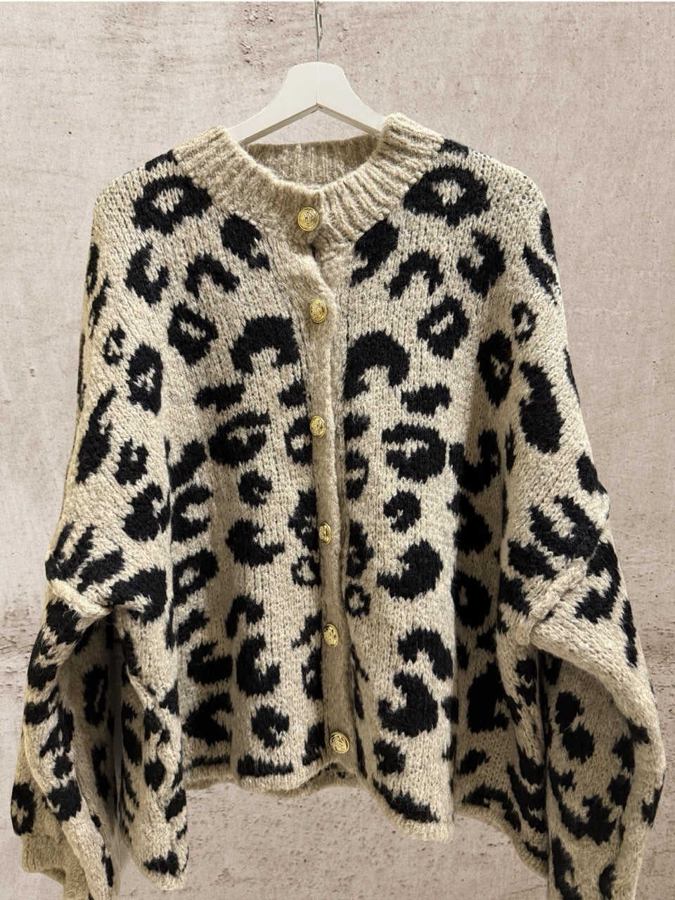 Cardigan Leo Langarm Beige-Schwarz