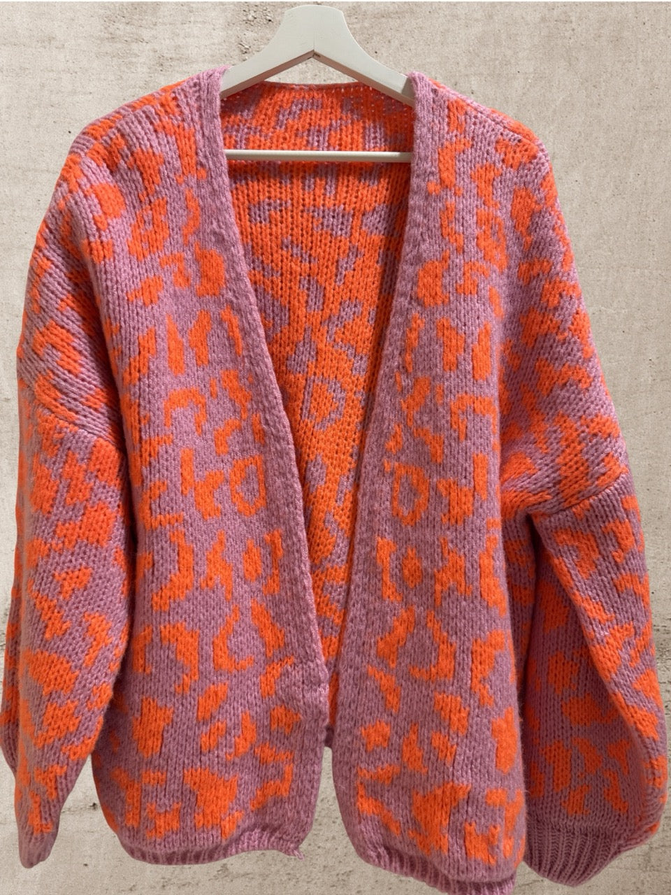 Cardigan Leo Langarm Flieder-Orange