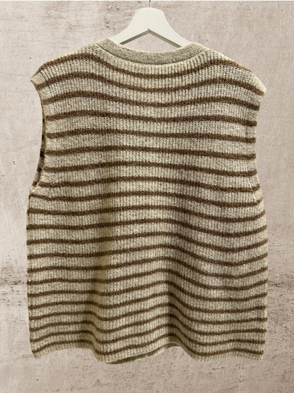 Strickweste Creme Braun