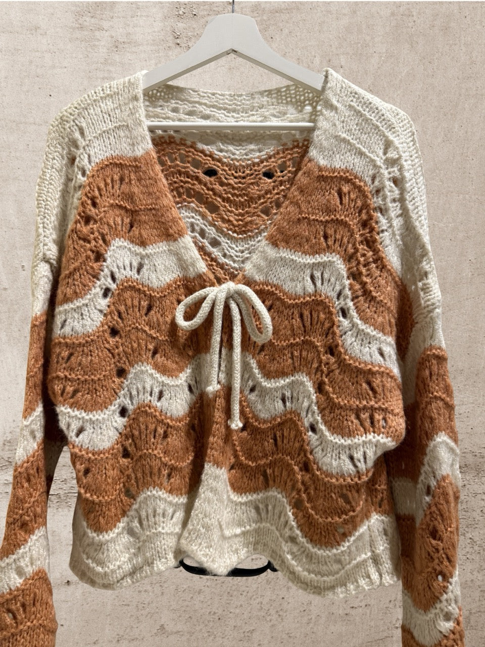 Cardigan Wave Kamel-Creme