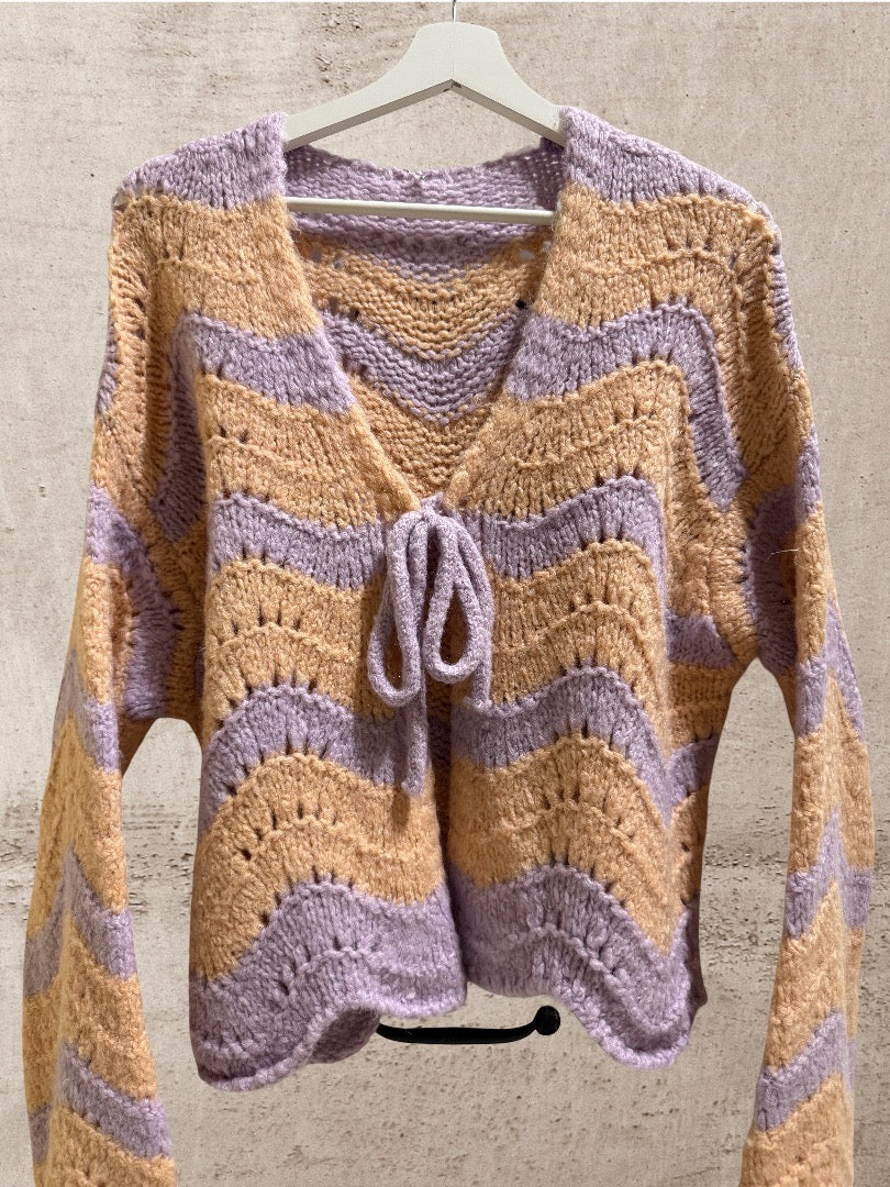 Strickweste Wafe Flieder-Orange