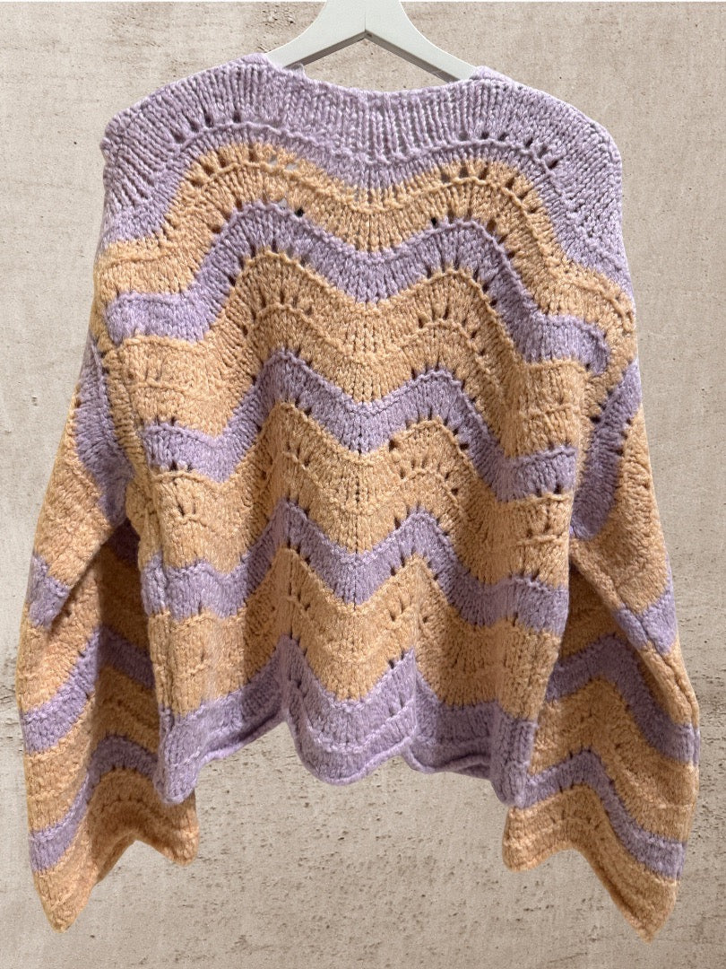 Strickweste Wafe Flieder-Orange