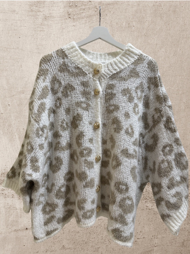 Cardigan Leo  3/4 Ärmel Cremé-Beige