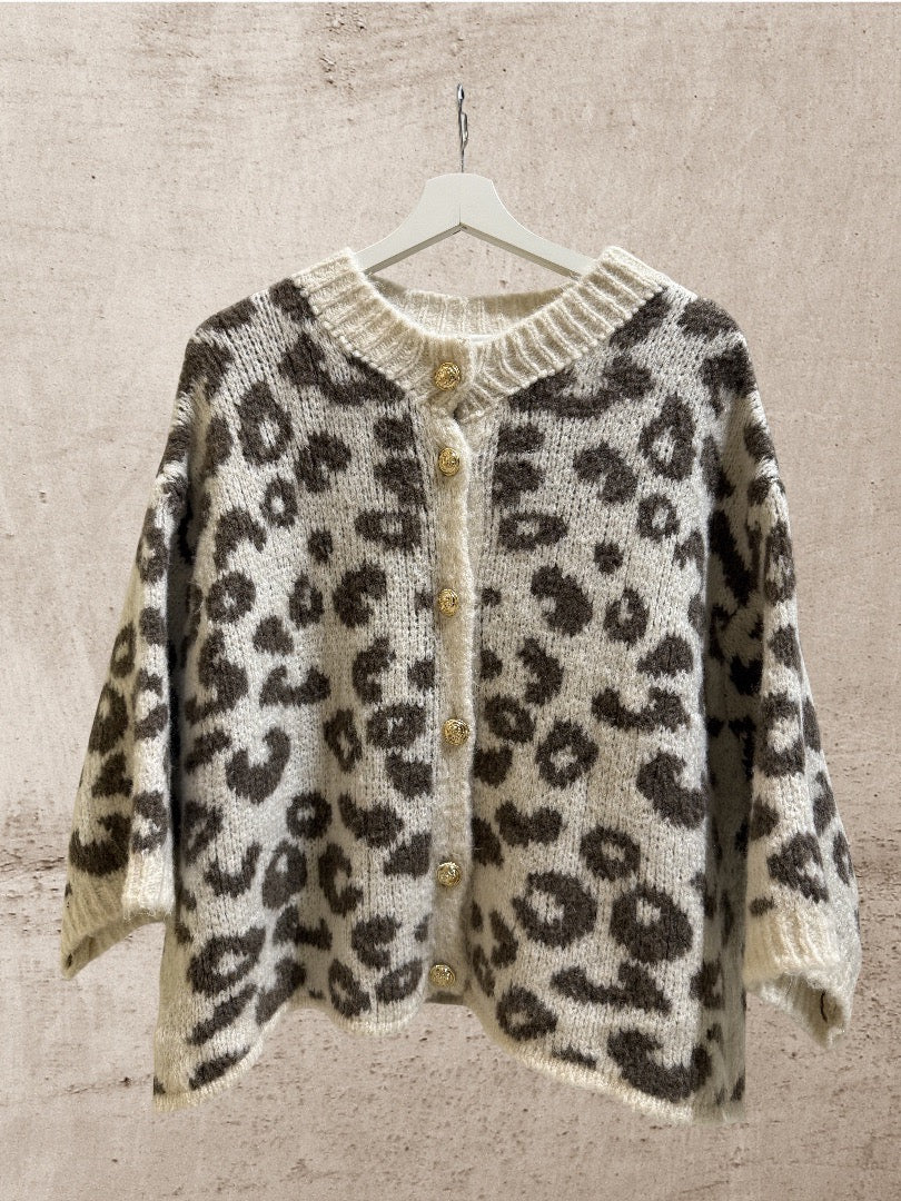 Cardigan Leo 3/4 Ärmel Cremé-Taupe