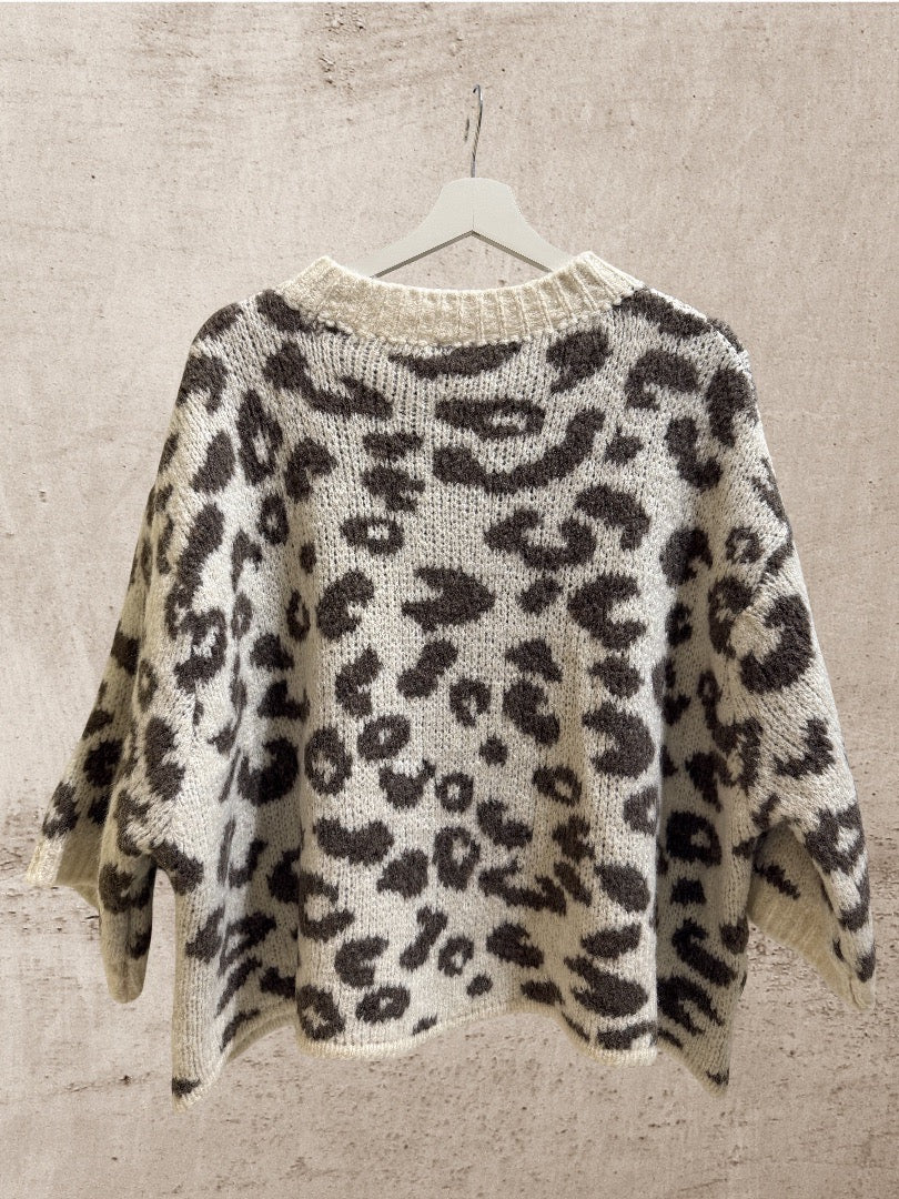 Cardigan Leo 3/4 Ärmel Cremé-Taupe