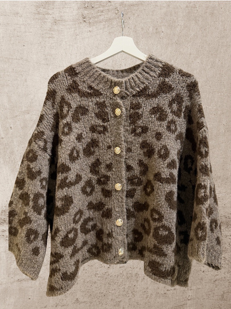 Cardigan Leo 3/4 Ärmel Taupe-Braun