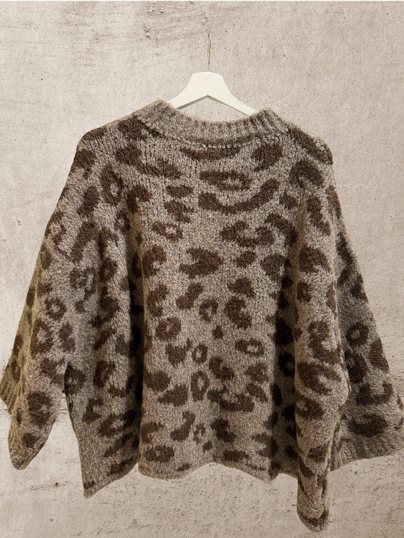 Cardigan Leo 3/4 Ärmel Taupe-Braun