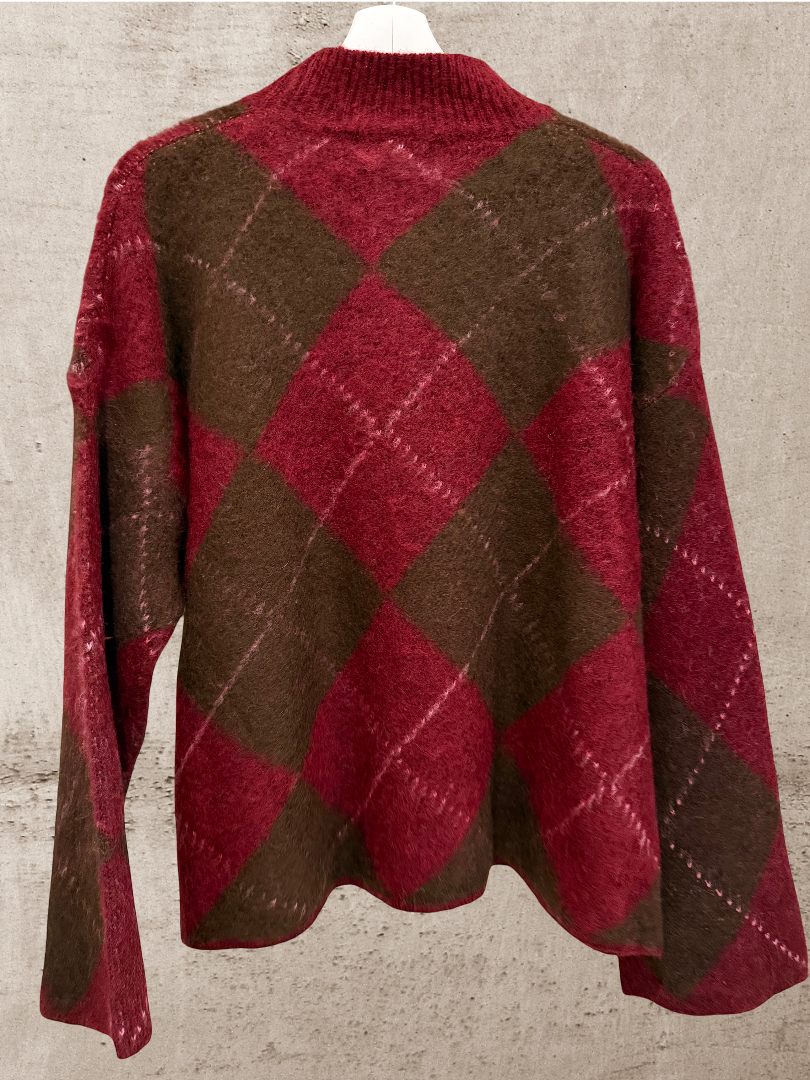 Strickpulli Damen braun rot