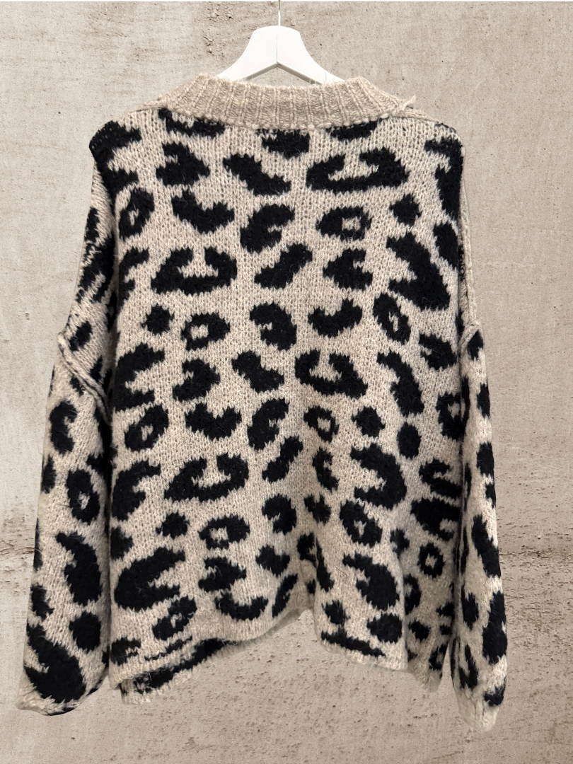 Leo Strickjacke Cardigan Damen beige schwarz