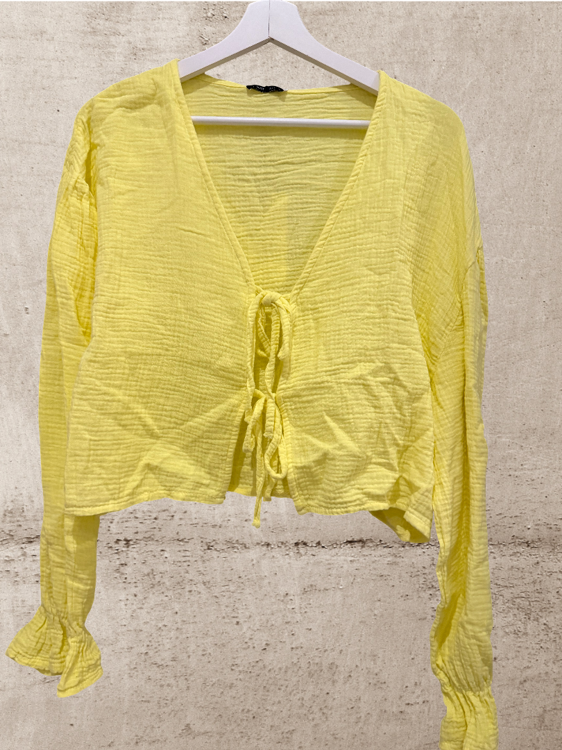 Mussslin Bluse gelb Damen Blogger Look