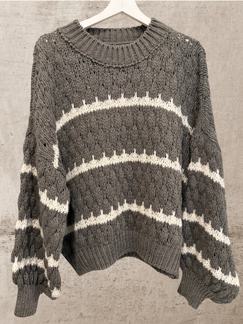 Oversize Pulli Strickpulli Damen gestreift Blogger