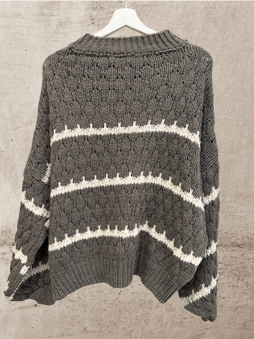 Oversize Pulli Strickpulli Damen gestreift Blogger