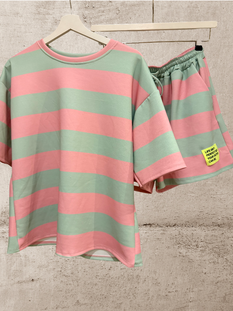 Set Damen gestreift Neon Blogger Style