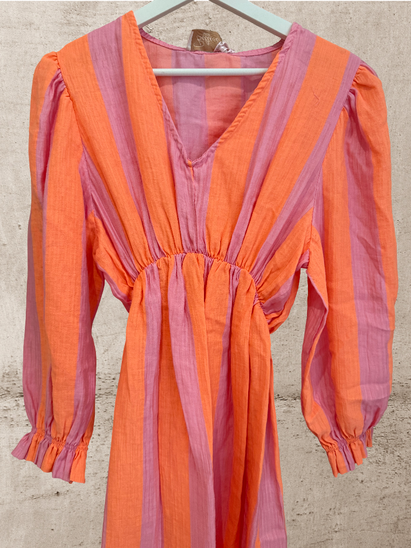 Maxikleid Dress Damen Neon orange rosa Blogger Style