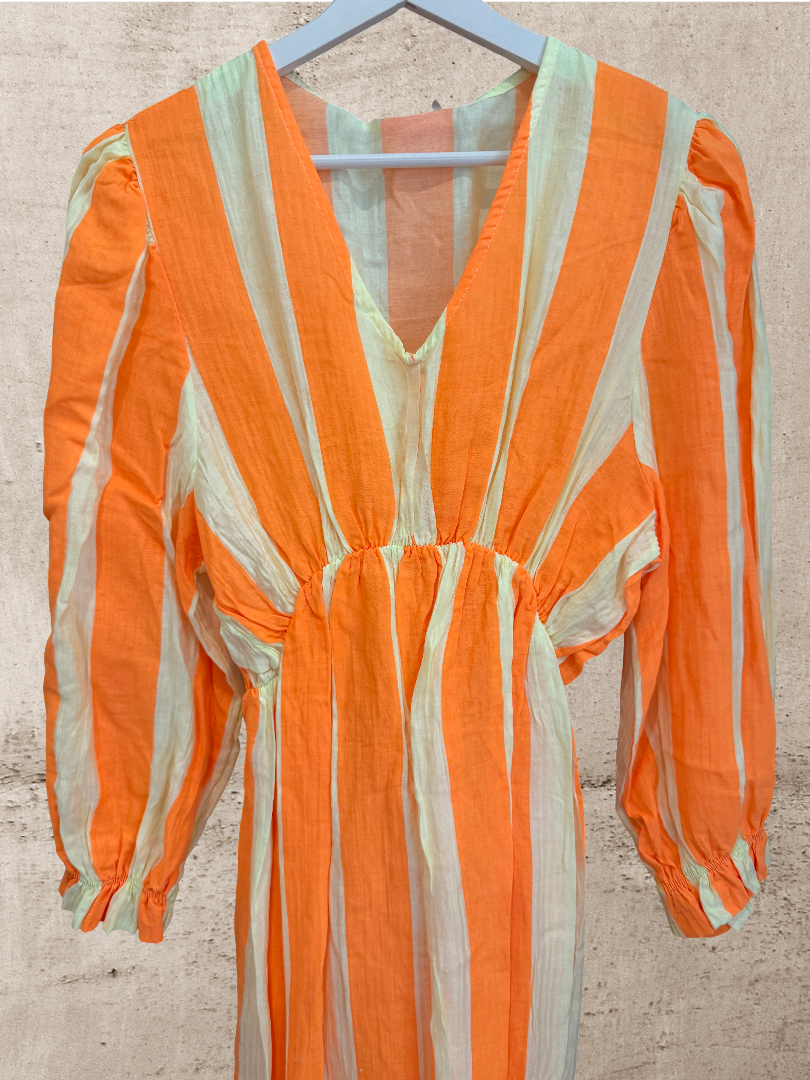 Maxikleid Dress gestreift Neon gelb orange Blogger Style