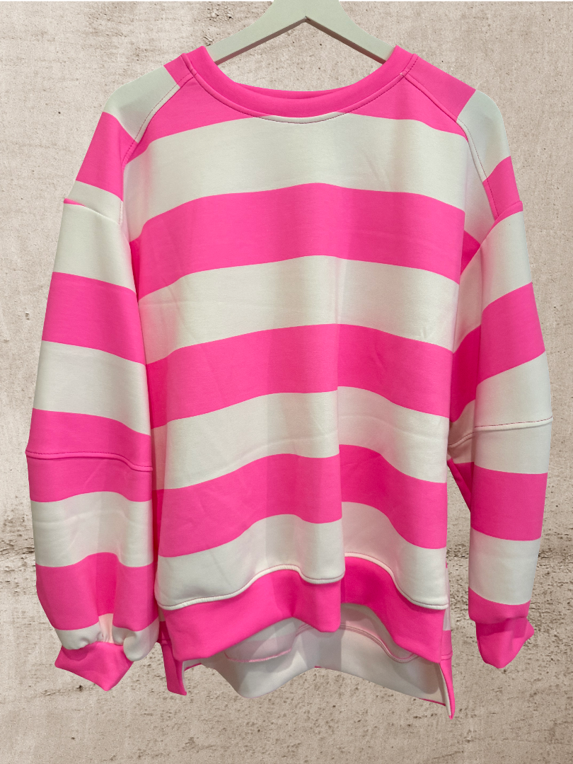 Oversize sweater Damen Blogger Style pink weiß
