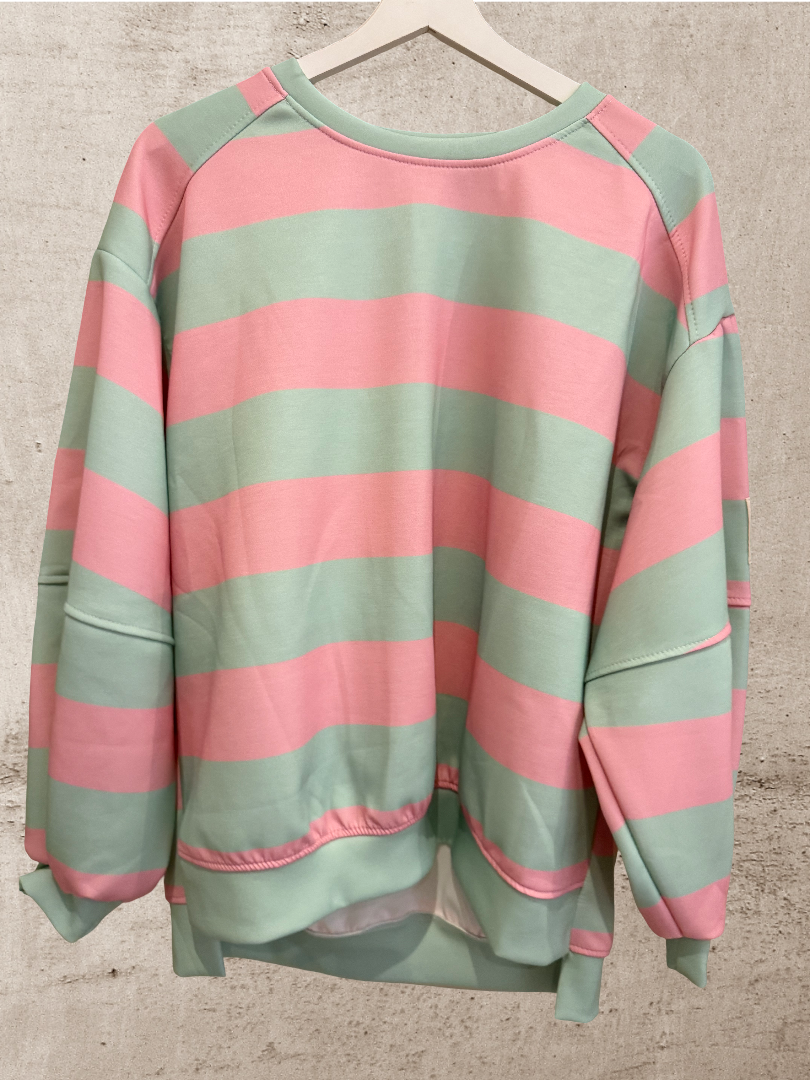 Oversize Sweater Damen Mint rosa Blogger Look