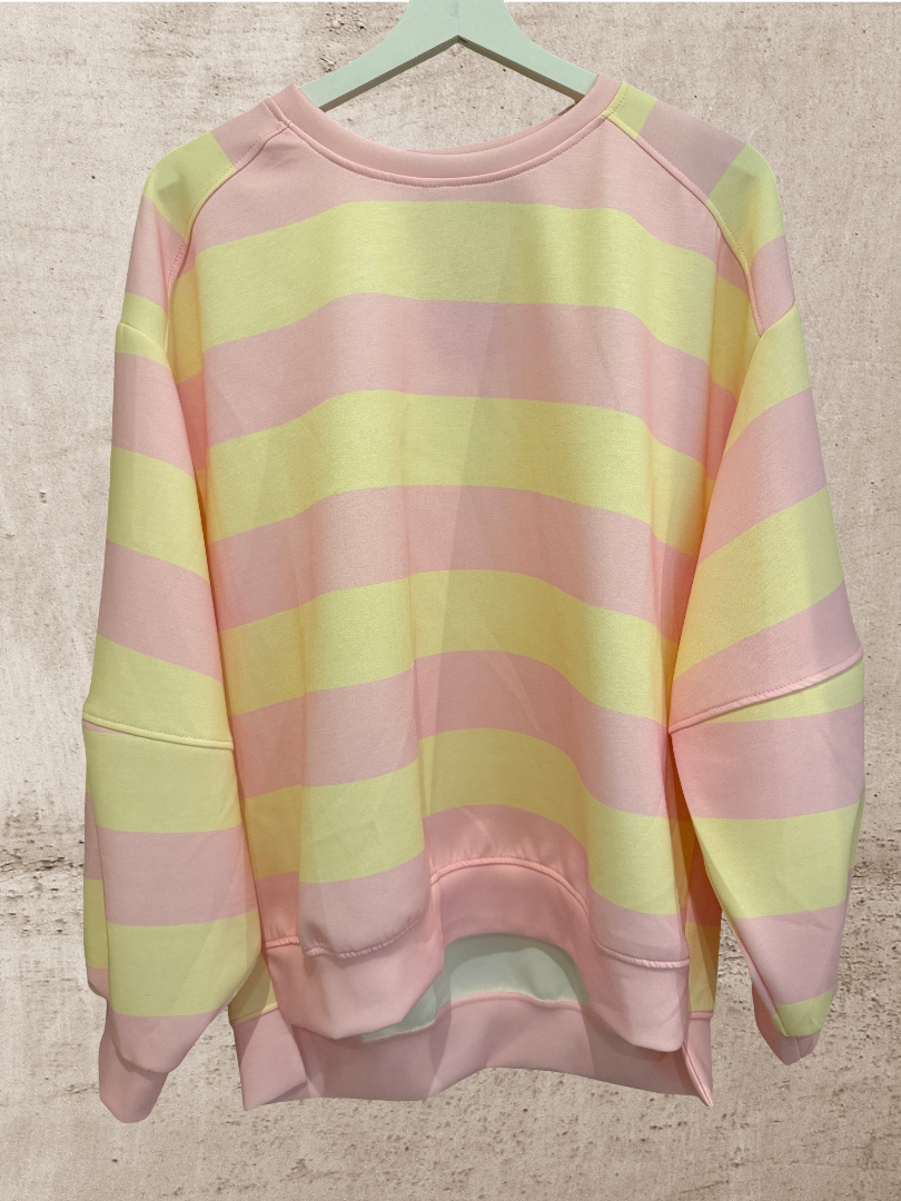 Oversize Sweater Damen gelb rosa Blogger Style