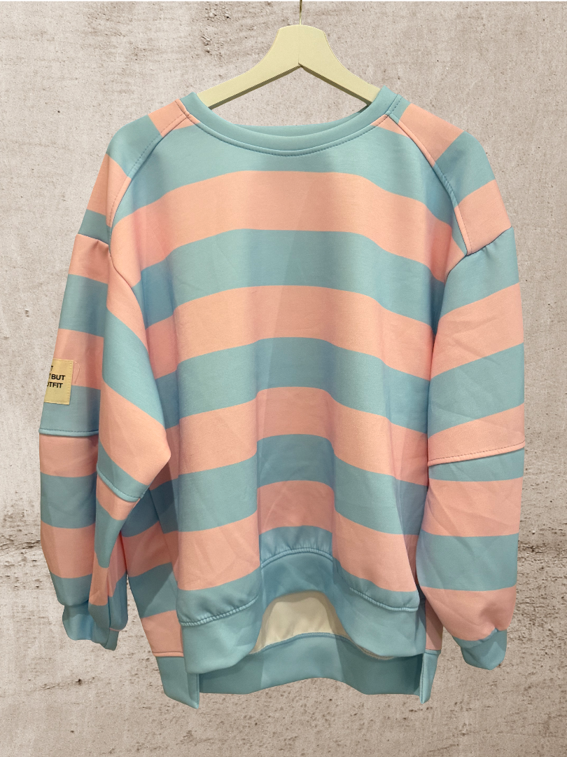 Oversize Sweater Damen hellblau rosa Blogger Style