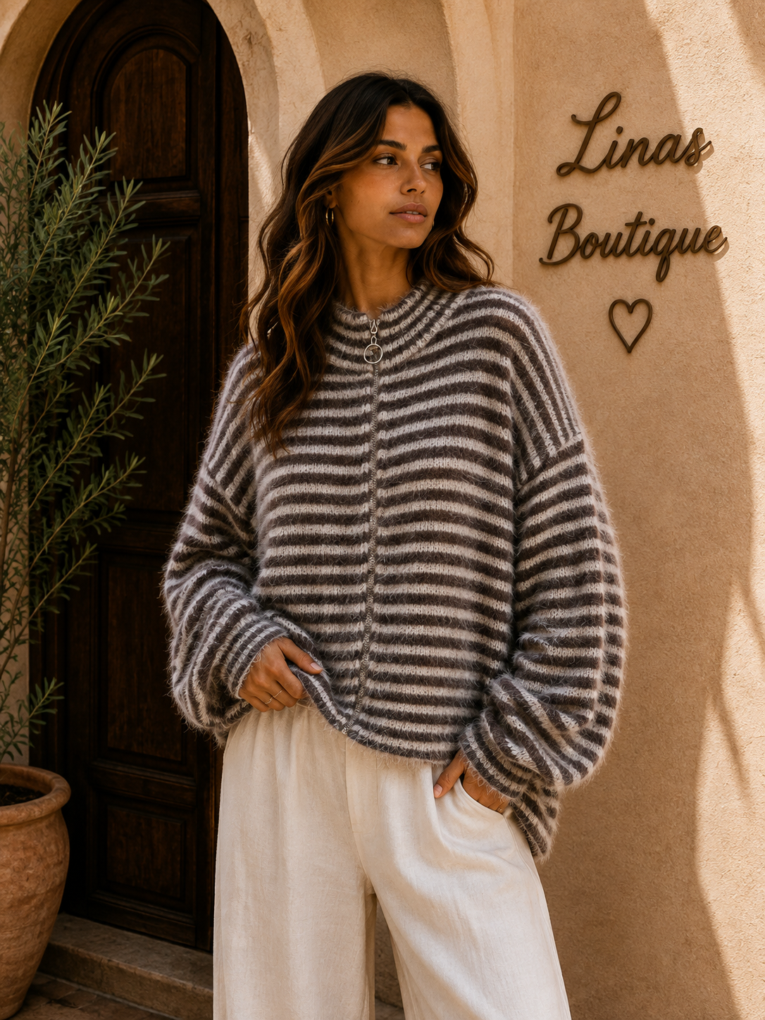 Strickjacke Oversize taupe Blogger