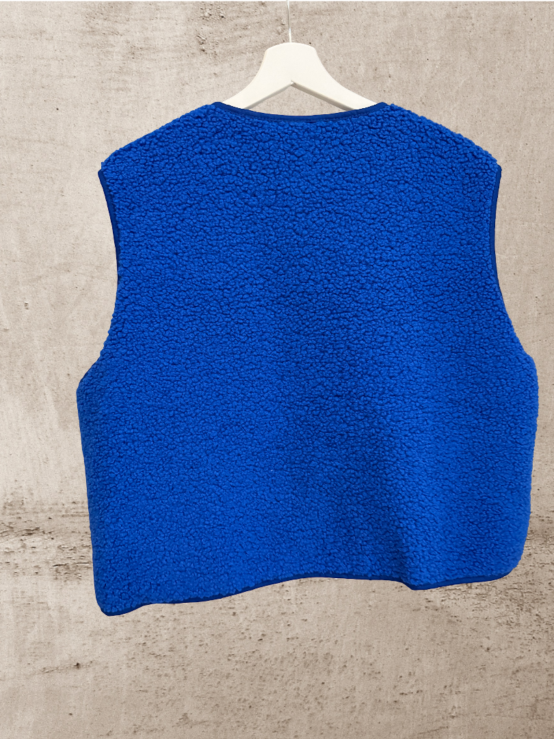 Oversize Teddyweste Damen blau Blogger Look