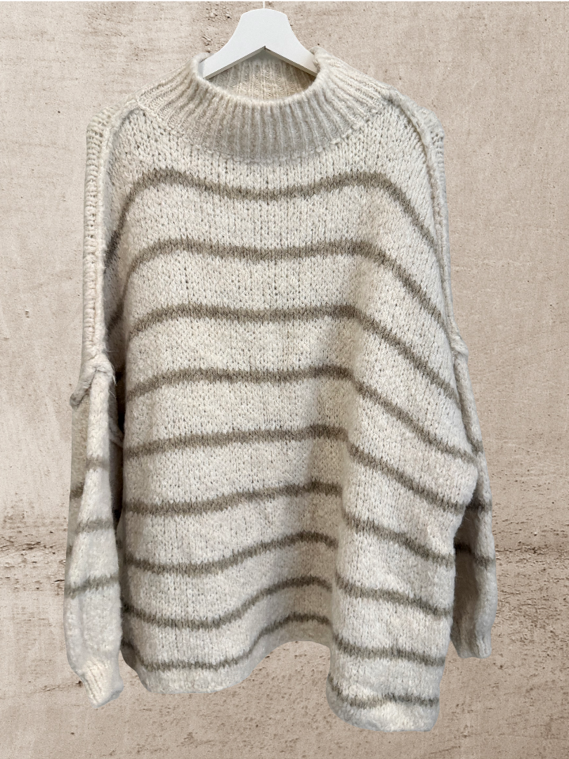 Oversize Strickpulli Creme beige Blogger Style Damen