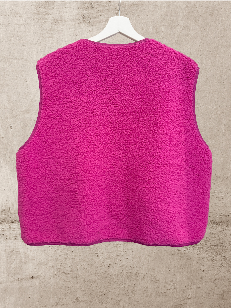 Oversize Teddyweste Damen pink Blogger Look