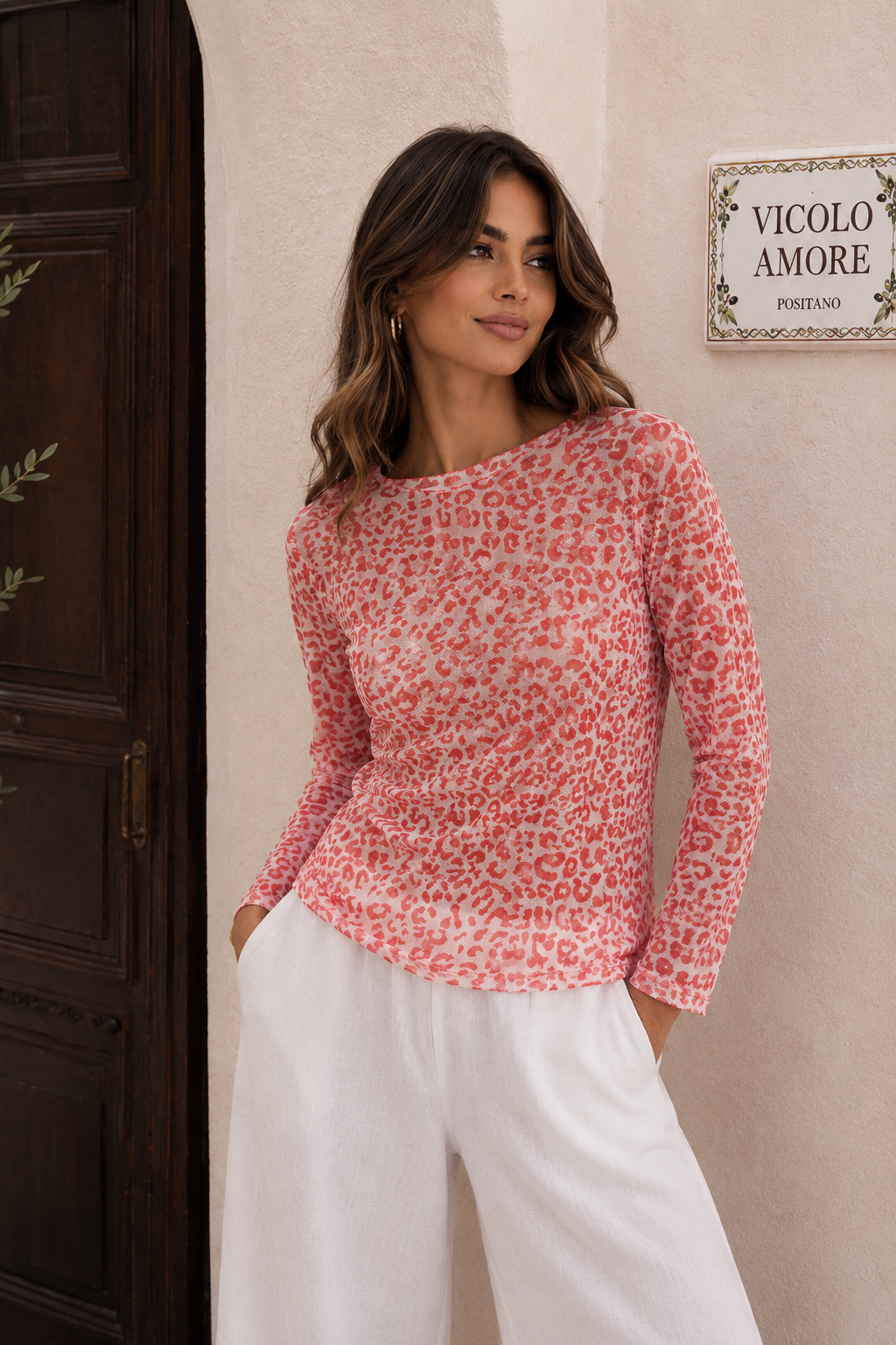 Leo Mesh Oberteil orange Damen