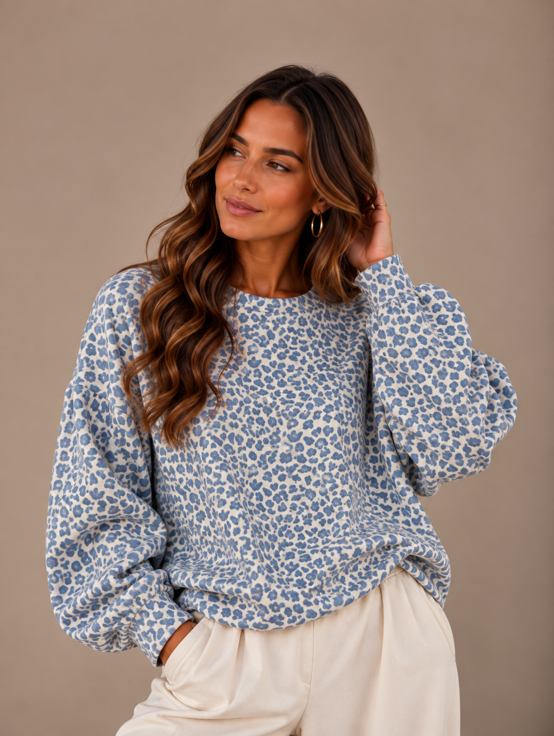 Leo Sweater hellblau Damen Baumwolle
