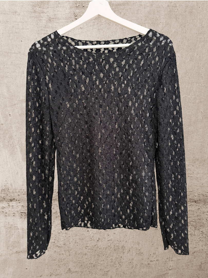 Spitzen Oberteil schwarz Blogger Look