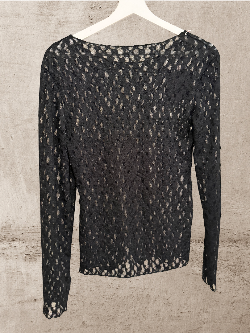 Spitzen Oberteil schwarz Blogger Look