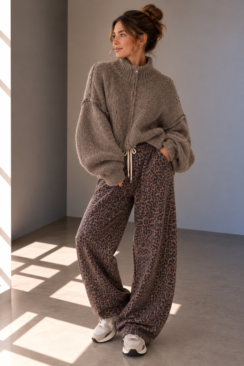 Zipper Taupe Damen Blogger